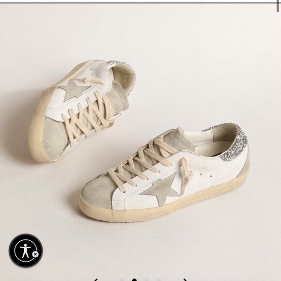 Golden Goose Super-Star with silver glitter heel $600 New w Box! Size 39 - Picture 1 of 6